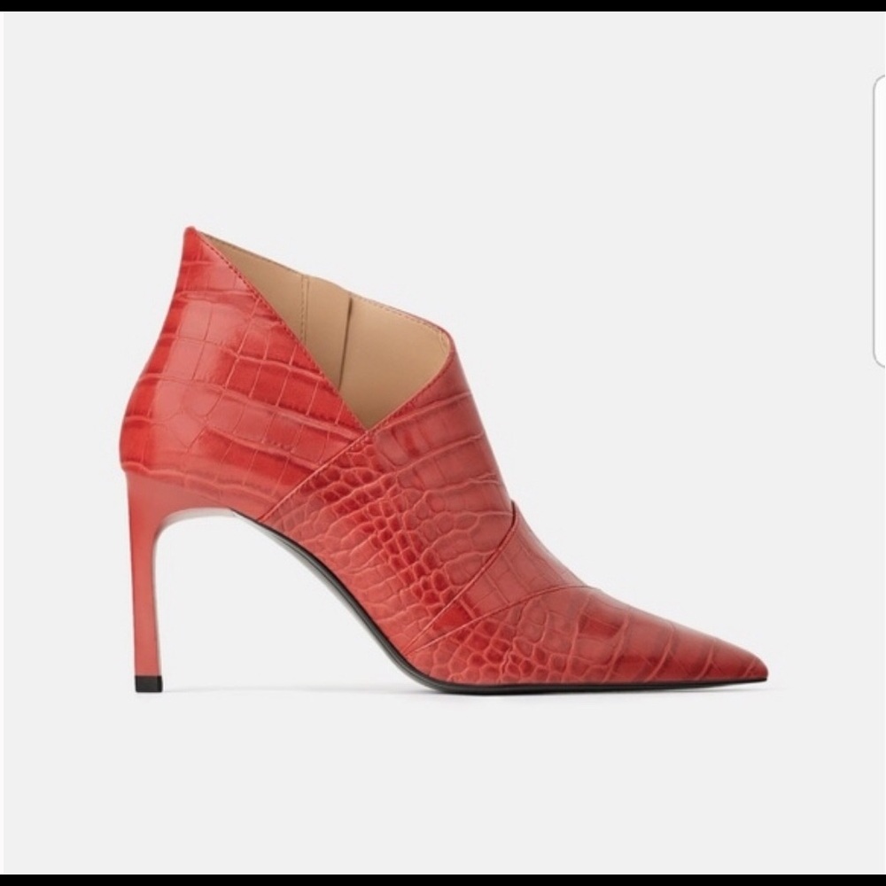Zara Red Ankle Boots